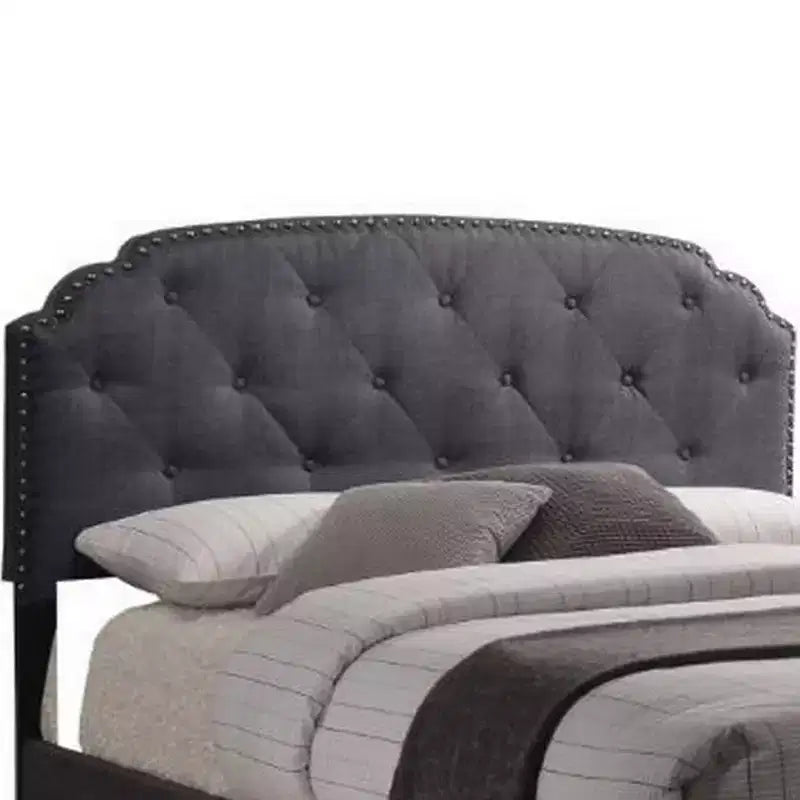 Lit Queen Royal Hampton, tissu gris