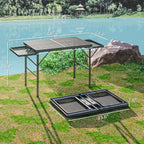 Table de camping pliante, table portable de 4,5 pieds avec 2 panneaux latéraux