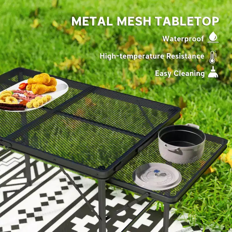 Table de camping pliante, table portable de 4,5 pieds avec 2 panneaux latéraux