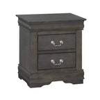 Royal Hampton Traditional Style Wooden Nightstand with Two Drawers and Metal Handles, Dark Gray