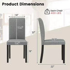 Lot de 4 chaises de salle à manger Costway, chaises Parson rembourrées en tissu, style moderne du milieu du siècle
