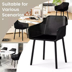 Lot de 4 Chaises de Salle à Manger Modernes en Plastique Costway, Fauteuils de Cuisine avec Dossier en Maille Respirante