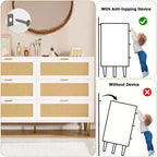 Commode 6 tiroirs en rotin avec pieds et poignées dorés, commode double large moderne avec grand plateau et dispositif anti-basculement pour chambre et salon