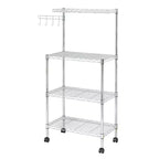 Karl Home Chariot de cuisine réglable à 3 niveaux pour micro-ondes, argent poudré