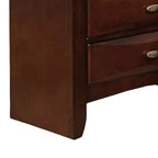 Table de chevet Royal Hampton, dessus spacieux, nickel, 3 tiroirs, bois massif brun cerisier
