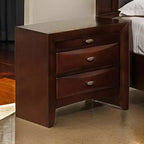 Table de chevet Royal Hampton, dessus spacieux, nickel, 3 tiroirs, bois massif brun cerisier