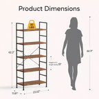 Étagère à 5 niveaux Marron rustique Étagère de rangement autoportante pour maison, bureau, chambre, salon, salle de bain