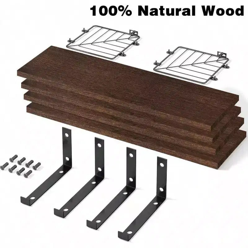Étagères flottantes de salle de bain 3+1 niveaux au-dessus des toilettes, étagères murales en bois rustique de style ferme de 40 cm pour la décoration de salle de bain et de salon