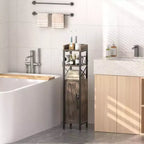 Petit meuble de salle de bain avec porte et 2 étagères, support de papier toilette fin en métal, organiseur de rangement étroit pour petit espace