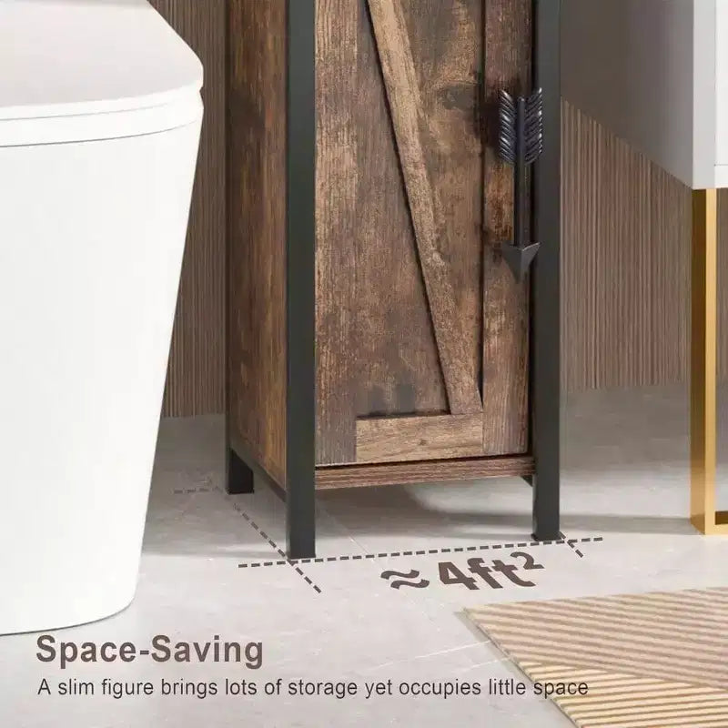 Petit meuble de salle de bain avec porte et 2 étagères, support de papier toilette fin en métal, organiseur de rangement étroit pour petit espace