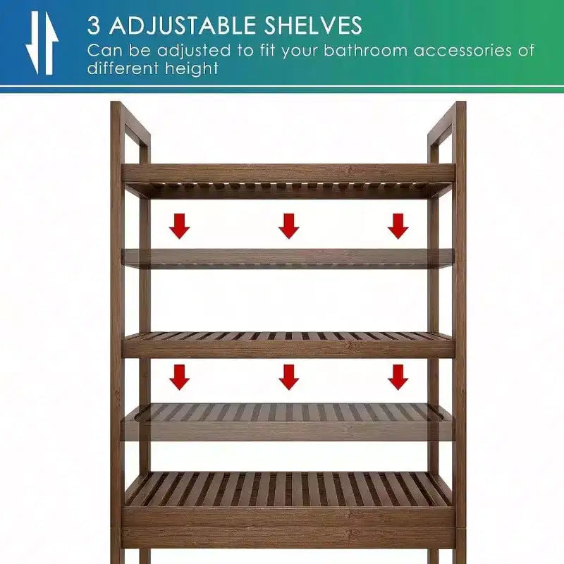 Étagère de Rangement pour Salle de Bain Au-dessus des Toilettes Meuble de Rangement WC sur Pied Gain de Place 3 Niveaux Étagères Réglables Noyer
