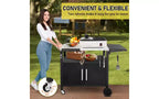 Chariot de barbecue roulant Karl Home Outdoor avec rangement, roues, crochets et plateau pliable