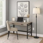 Bureau Royal Hampton avec port USB intégré, chêne clair vieilli et noir