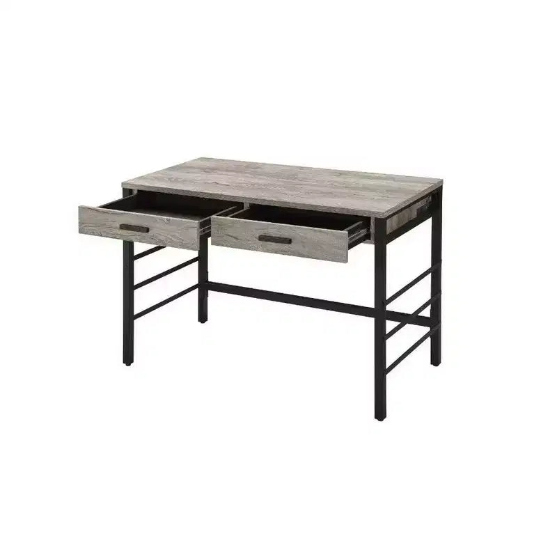 Bureau Royal Hampton avec port USB intégré, chêne clair vieilli et noir