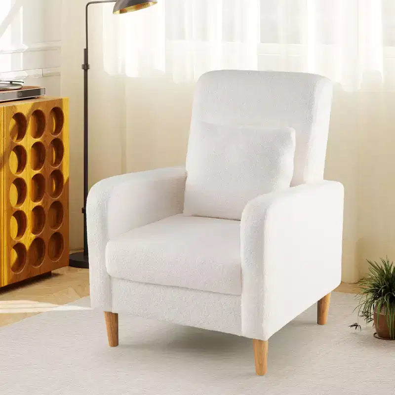 Fauteuil d'appoint Costway avec oreiller lombaire, revêtement en tissu polaire, pieds en bois d'hévéa pour le salon