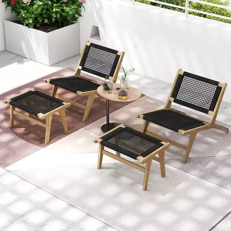 Fauteuil d'appoint moderne du milieu du siècle Costway avec pouf Fauteuil de salon avec cadre en teck