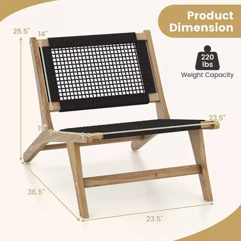 Fauteuil d'appoint moderne du milieu du siècle Costway avec pouf Fauteuil de salon avec cadre en teck