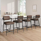Lot de 2 tabourets de bar, chaises de bar hautes avec coussin épais et pieds en métal épais, tabourets de bar rembourrés hauteur comptoir avec dossier et repose-pieds