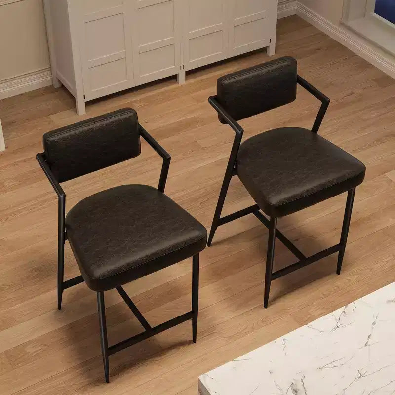 Lot de 2 tabourets de bar, chaises de bar hautes avec coussin épais et pieds en métal épais, tabourets de bar rembourrés hauteur comptoir avec dossier et repose-pieds