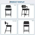 Lot de 2 tabourets de bar, chaises de bar hautes avec coussin épais et pieds en métal épais, tabourets de bar rembourrés hauteur comptoir avec dossier et repose-pieds