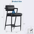 Lot de 2 tabourets de bar, chaises de bar hautes avec coussin épais et pieds en métal épais, tabourets de bar rembourrés hauteur comptoir avec dossier et repose-pieds