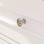 Meuble TV moderne Famapy avec portes en verre, console multimédia à 3 tiroirs avec gestion des câbles, meuble de rangement polyvalent pour salon