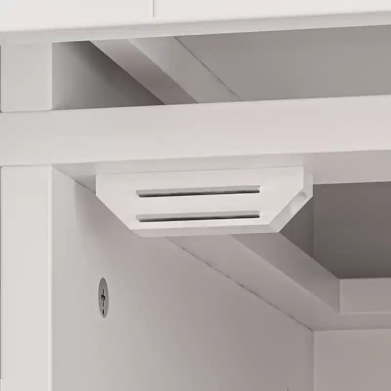 Meuble TV moderne Famapy avec portes en verre, console multimédia à 3 tiroirs avec gestion des câbles, meuble de rangement polyvalent pour salon