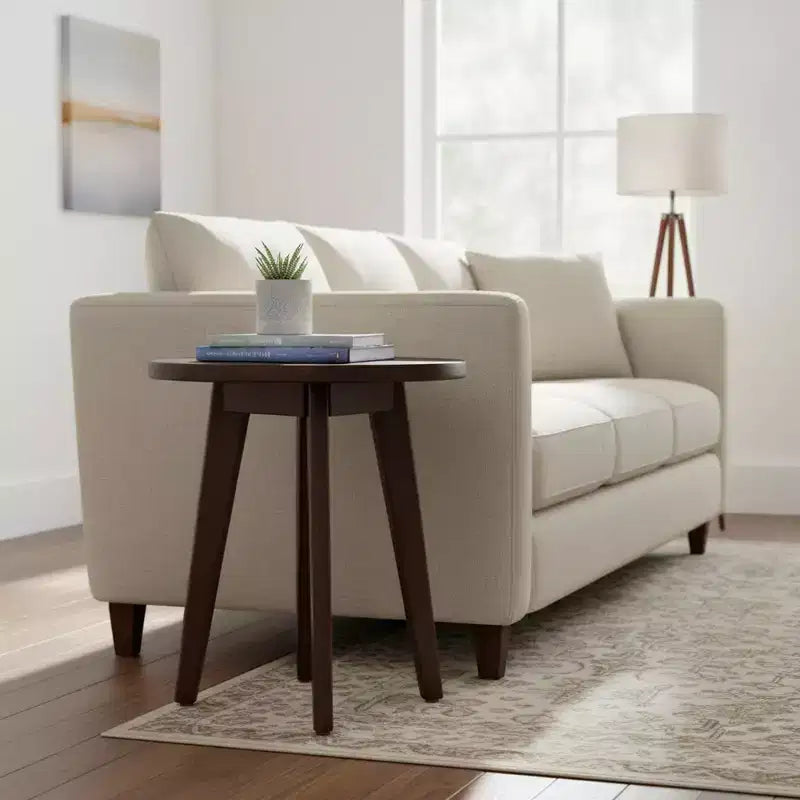 Table d'appoint ronde Homy Casa en bois d'acacia massif, petite table d'appoint, brun foncé