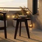 Table d'appoint ronde Homy Casa en bois d'acacia massif, petite table d'appoint, brun foncé
