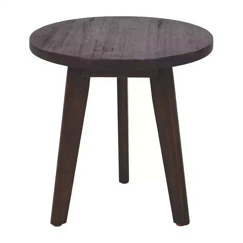 Table d'appoint ronde Homy Casa en bois d'acacia massif, petite table d'appoint, brun foncé