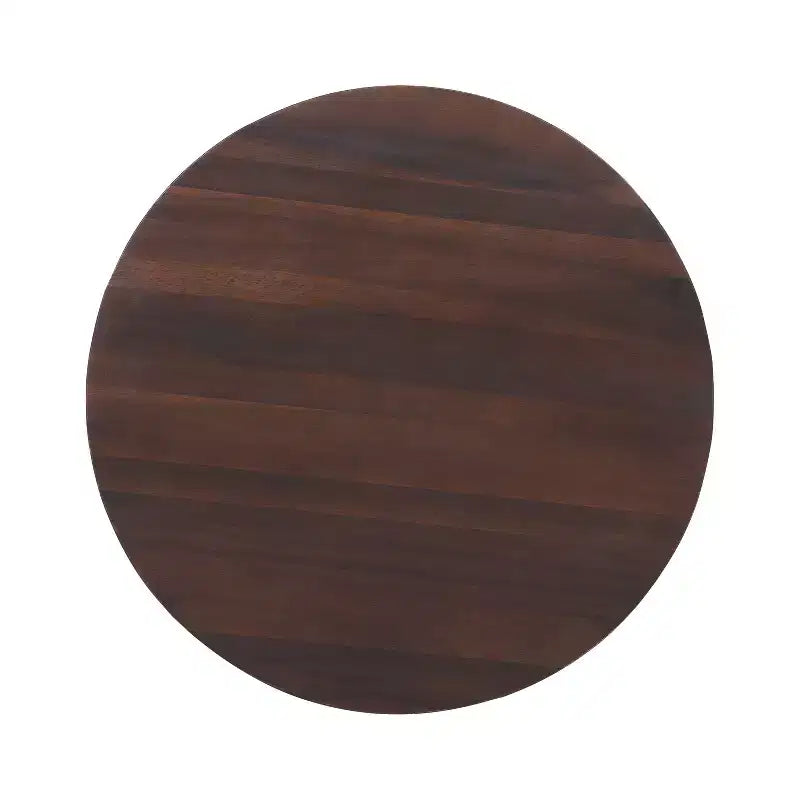 Table d'appoint ronde Homy Casa en bois d'acacia massif, petite table d'appoint, brun foncé