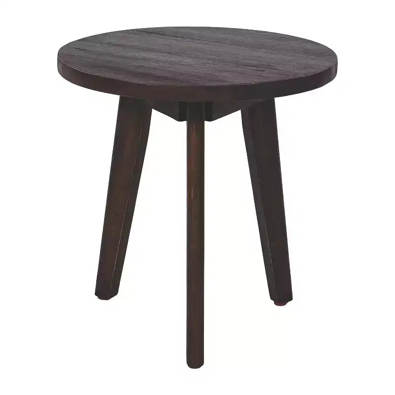 Table d'appoint ronde Homy Casa en bois d'acacia massif, petite table d'appoint, brun foncé