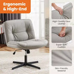 TUYOHW Fauteuil de bureau sans roulettes, 66 cm de large, sans accoudoirs, pivotant pour s'asseoir les jambes croisées, bascule de 22°, capacité de 136 kg