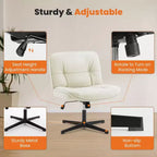 TUYOHW Fauteuil de bureau sans roulettes, 66 cm de large, sans accoudoirs, pivotant pour s'asseoir les jambes croisées, bascule de 22°, capacité de 136 kg