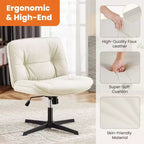 TUYOHW Fauteuil de bureau sans roulettes, 66 cm de large, sans accoudoirs, pivotant pour s'asseoir les jambes croisées, bascule de 22°, capacité de 136 kg