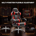 Chaise de bureau TUYOHW en cuir PU avec roulettes, repose-pieds et soutien lombaire, accoudoirs fixes, chaise gaming pour le bureau