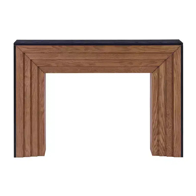 Console d'entrée étroite moderne en bois avec plateau noir grain de bois, table d'appoint mince pour couloir ou derrière le canapé - Panipeachy