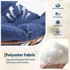 Fauteuil à bascule Papasan avec repose-pieds - Fauteuil de salon surdimensionné avec coussin amovible pour jardin, terrasse, salon, capacité de 160 kg