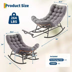 Fauteuil à bascule Papasan avec repose-pieds - Fauteuil de salon surdimensionné avec coussin amovible pour jardin, terrasse, salon, capacité de 160 kg