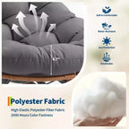 Fauteuil à bascule Papasan avec repose-pieds - Fauteuil de salon surdimensionné avec coussin amovible pour jardin, terrasse, salon, capacité de 160 kg