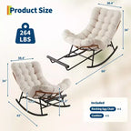 Fauteuil à bascule Papasan avec repose-pieds - Fauteuil de salon surdimensionné avec coussin amovible pour jardin, terrasse, salon, capacité de 160 kg
