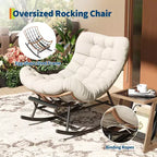 Fauteuil à bascule Papasan avec repose-pieds - Fauteuil de salon surdimensionné avec coussin amovible pour jardin, terrasse, salon, capacité de 160 kg