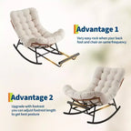 Fauteuil à bascule Papasan avec repose-pieds - Fauteuil de salon surdimensionné avec coussin amovible pour jardin, terrasse, salon, capacité de 160 kg