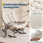Fauteuil à bascule Papasan avec repose-pieds - Fauteuil de salon surdimensionné avec coussin amovible pour jardin, terrasse, salon, capacité de 160 kg