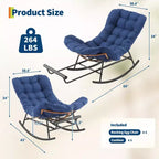Fauteuil à bascule Papasan avec repose-pieds - Fauteuil de salon surdimensionné avec coussin amovible pour jardin, terrasse, salon, capacité de 160 kg