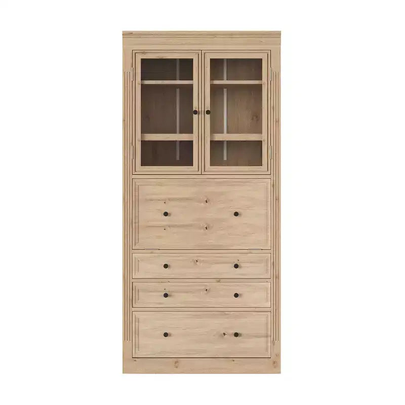 Whisen 78, Meuble de rangement de cuisine autoportant, Armoire haute avec étagères réglables, 3 tiroirs