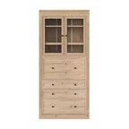 Whisen 78, Meuble de rangement de cuisine autoportant, Armoire haute avec étagères réglables, 3 tiroirs