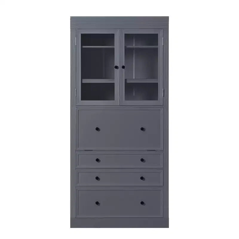 Whisen 78, Meuble de rangement de cuisine autoportant, Armoire haute avec étagères réglables, 3 tiroirs