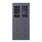 Whisen 78, Meuble de rangement de cuisine autoportant, Armoire haute avec étagères réglables, 3 tiroirs