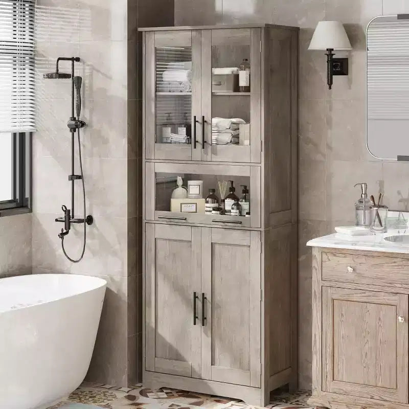 Armoire haute classique, couleur rétro, à une seule rangée, résistante à l'humidité et à la déformation, adaptée aux salons et aux chambres à coucher.